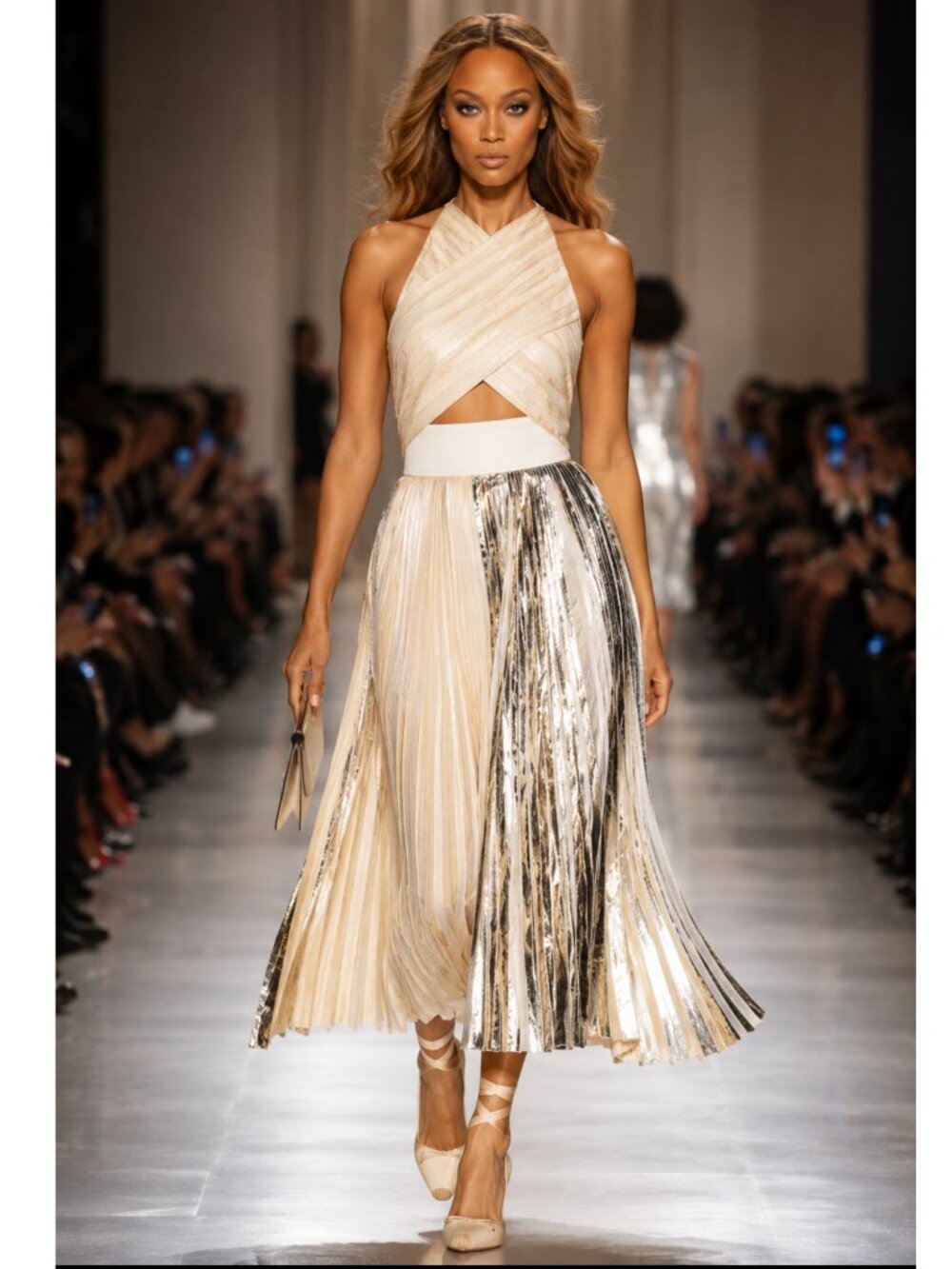 RUNWAY PROENZA SCHOULER FOIL PRINT PLEATED DRESS SIZE 2 NEW